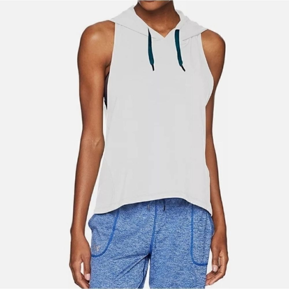 Under Armour Women's White Sleeveless Hooded Pullover Top